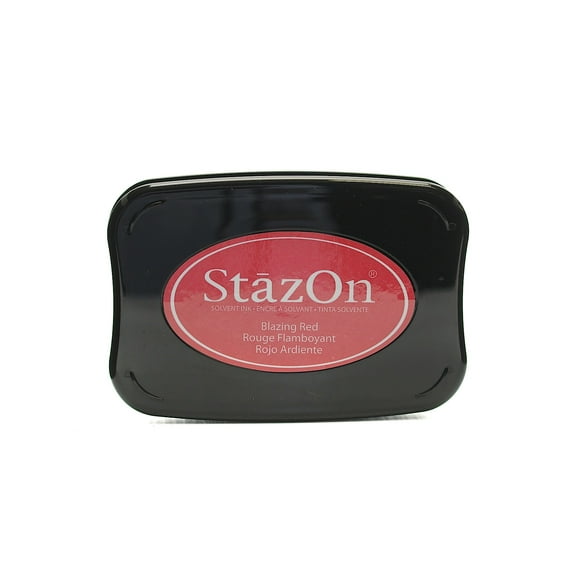 StazOn Solvent Ink blazing red, 3.75 in. x 2.625 in., full-size pad (pack of 2)