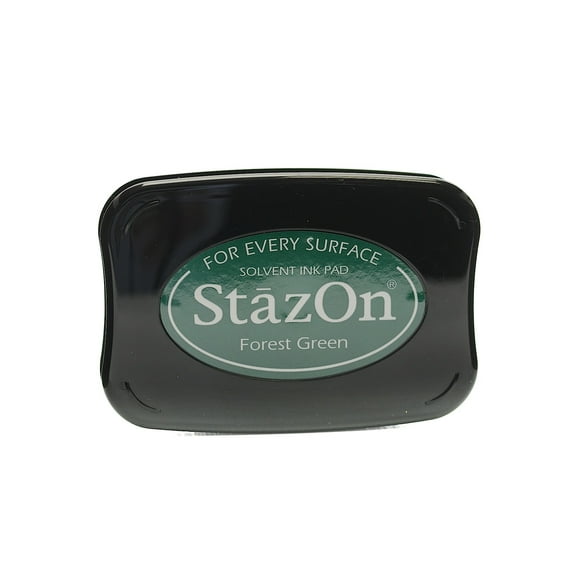 StazOn Solvent Ink forest green, 3.75 in. x 2.625 in., full-size pad (pack of 2)