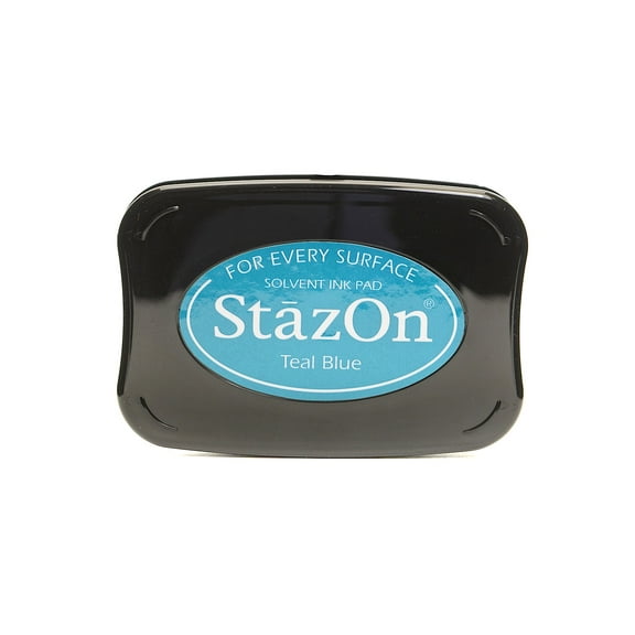StazOn Solvent Ink teal blue, 3.75 in. x 2.625 in., full-size pad (pack of 2)