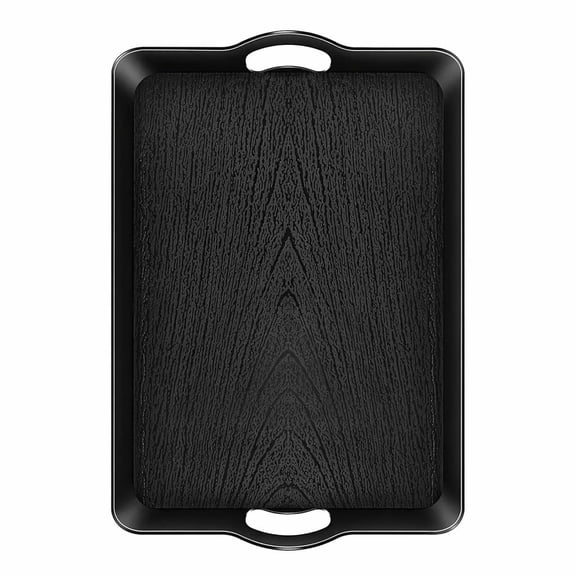 Stcellnmex 1 Pack Large Plastic Rectangular Black Serving Tray with Handles 20.5x13.4 Inch Multi Purpose Food Tray for Coffee Table Restaurant Parties