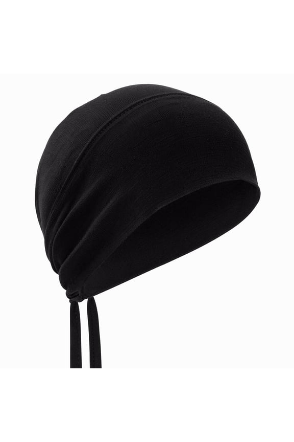 1 Pc Black Adjustable Non Slip Cotton Islamic Under Cap Muslim Inner Hijab Scarf for Women Daily Use