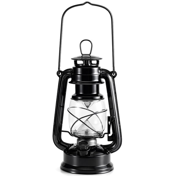 Stcellnmex 1 Pcs 12 Inch Vintage LED Hurricane Lantern Black Metal Outdoor Battery Operated Lantern with Warm LEDs and Dimmer Switch for Indoor Farmhouse Camping Decor