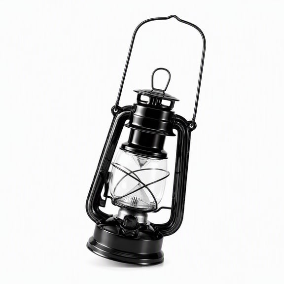 Stcellnmex 1 Pcs 7.5 Inch Vintage LED Hurricane Lantern Black Metal Outdoor Battery Operated Lantern with Warm LEDs and Dimmer Switch for Indoor Farmhouse Camping Decor
