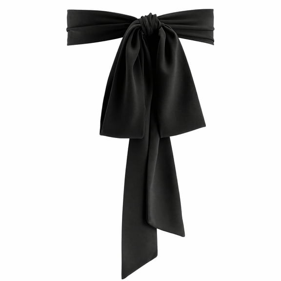 Stcellnmex 1 Pcs Black Chiffon Dress Sash Belt Vintage 50s Style Bridal Wedding Waist Fashion Accessories for Women