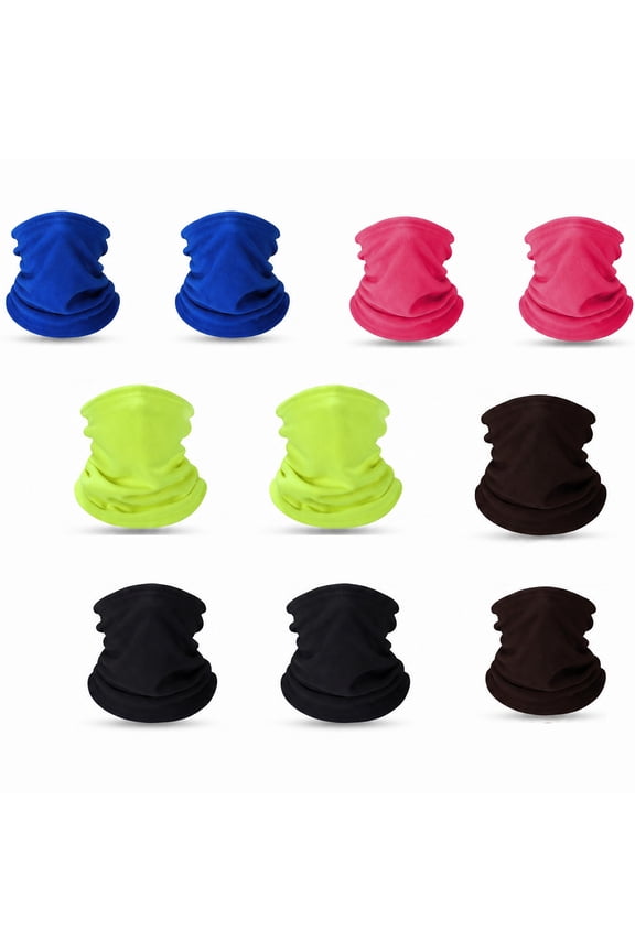 10 Pcs Winter Fleece Neck Warmer Gaiter Windproof Drawstring Scarf Mask Cover for Men Women Outdoor Warm Supplies