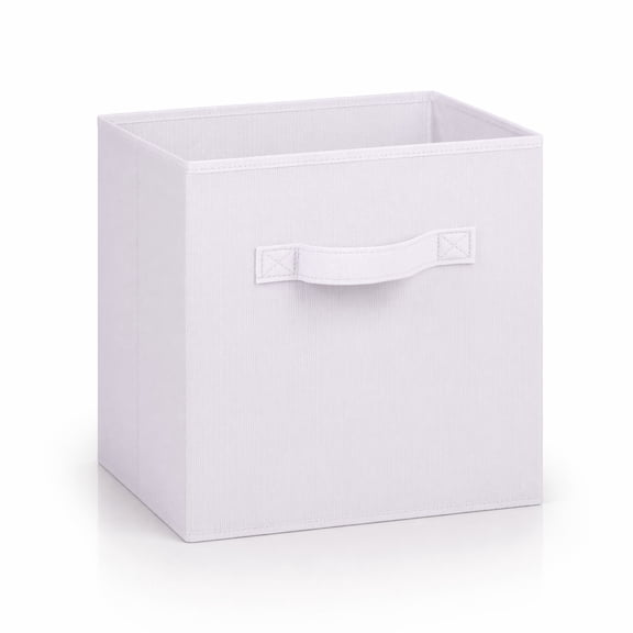 Stcellnmex 11 Inch Collapsible Fabric Storage Cubes With Dual Handles White Solid Style For Shelf Closet Organizer 1 Pack