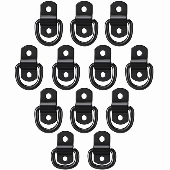 Stcellnmex 12 Pcs Black 1/4 Inch 700 Lbs D Ring Tie Down Bracket Mounting Plate for Ratchet Straps Car Truck Bed Cargo