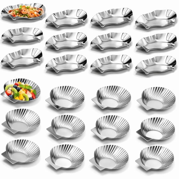 Stcellnmex 12 Pcs Reusable Large Stainless Steel Oyster Shells Grillable Scallop Shells Baking Dish Silver