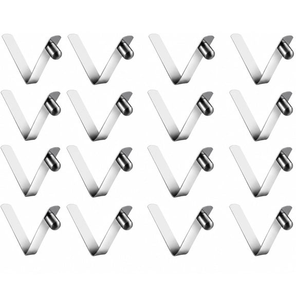 Stcellnmex 16 Pcs Silver 8mm Stainless Steel V Shaped Tent Pole Spring Clips Push Button Lock Clips for Camping Outdoor Use