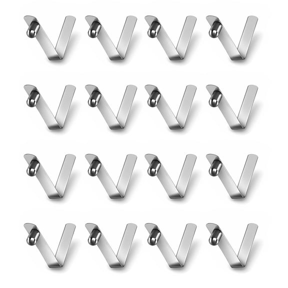 Stcellnmex 16 Pcs Silver 8mm Stainless Steel V Shaped Tent Pole Spring Clips Push Button Lock Clips for Camping Outdoor Use