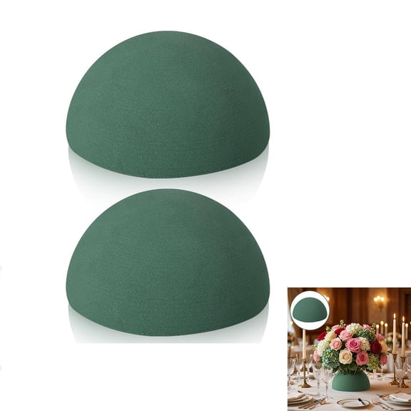 Stcellnmex 2 Pcs Floral Foam Half Ball 7.5x3.75 Inch Green Wet Dry Foam Block for Artificial Flowers Craft DIY Wedding