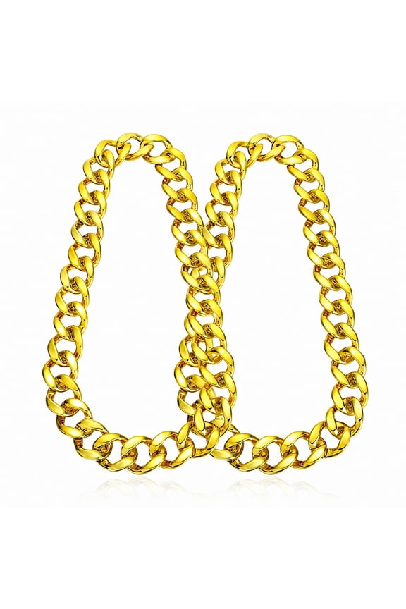 2 Pcs Gold Hip Hop Rapper Chain 32 Inch Chunky Fake Necklace 90s Costume Jewelry for Men Women