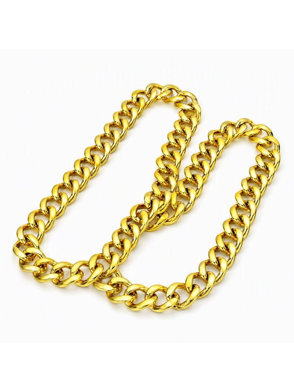 2 Pcs Gold Hip Hop Rapper Chain 32 Inch Chunky Fake Necklace 90s Costume Jewelry for Men Women