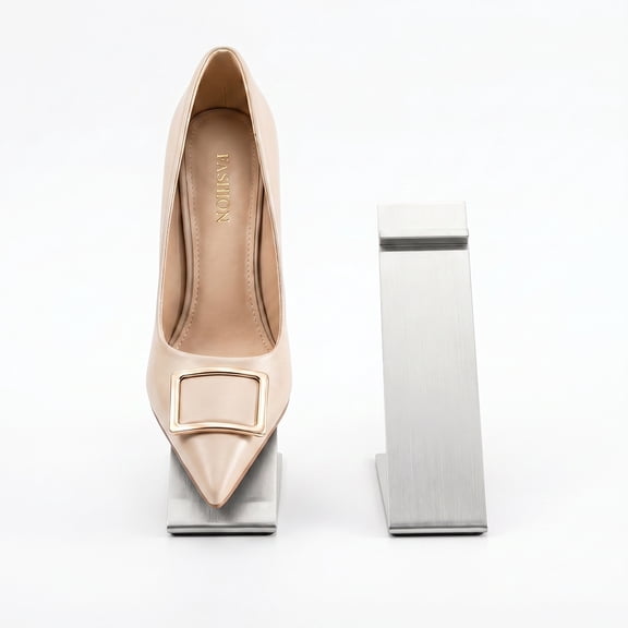 Stcellnmex 2 Pcs Silver Shoe Display Stand V Shape Stainless Steel Rack for High Heel Home Mall