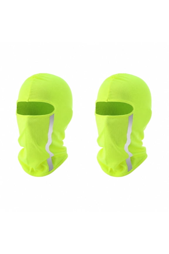 2 Pcs Summer Balaclava Cooling Full Face Ski Mask with Reflective Strip Fluorescent Green