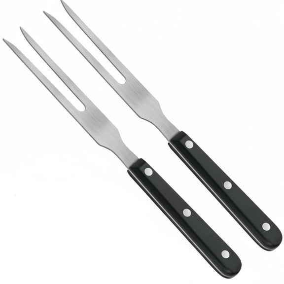 Stcellnmex 2 Pieces 10.6 Inch Stainless Steel Carving Meat Fork with Plastic Handle, Kitchen Serving Fork for Barbecue Turkey Dinner Cooking