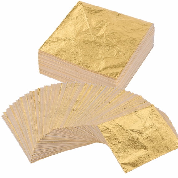 Stcellnmex 200 Sheets Imitation Gold Leaf Foil Sheets 5.51x5.51 Inch Square Foil Paper for DIY Painting Decoration