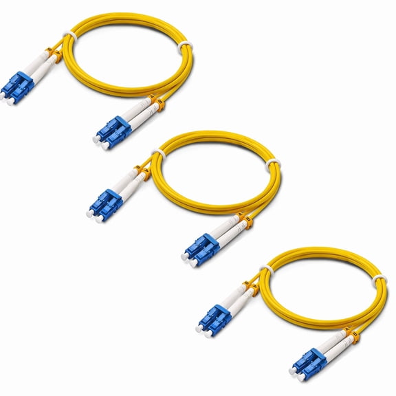 Stcellnmex 3 Pack 1M Yellow OS2 Duplex LSZH Single Mode Fiber Patch Cable LC to LC SMF Optic Jumper Cord Bulk Cable for Data Center Network Wiring