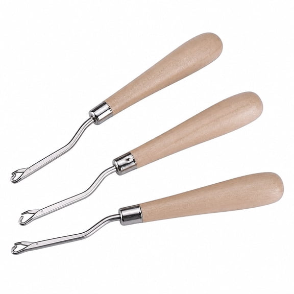 Stcellnmex 3 Pack 6.5 Inch Wooden Bent Latch Hook Tools