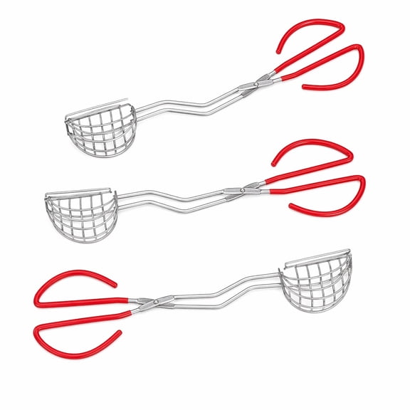 Stcellnmex Red Plastic Grip Stainless Steel Taco Shell Tong 3 Count