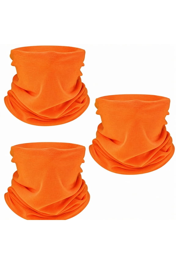 3 Pcs Fluorescent Orange Neck Gaiter Mask UV Sun Protection Windproof Bandana Scarf Unisex Face Cover for Summer Outdoor