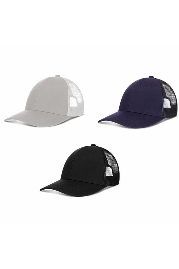 3 Pcs Mesh Trucker Hat Unisex Adjustable Blank Solid Color Baseball Cap Bulk
