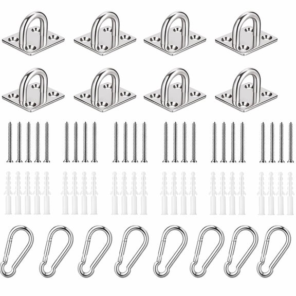 Stcellnmex 304 Stainless Steel Pad Eye Hooks Heavy Duty Screw Mount Hanging Hardware For Indoor Outdoor Use 8 Pack