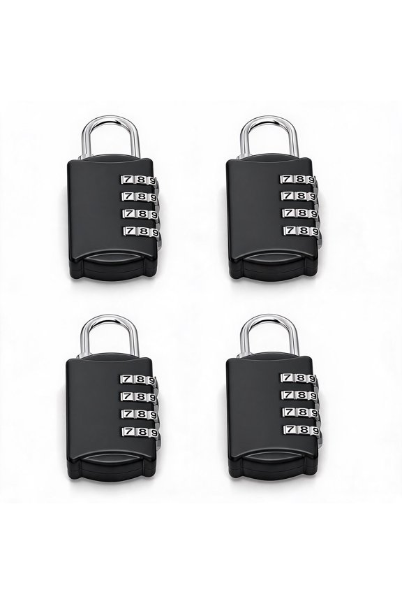 Combination Lock Luggage Lock, Black, 4 Pack