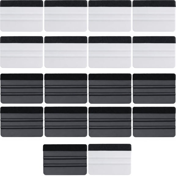 Stcellnmex 4 Inch Plastic Vinyl Squeegee Black White Felt Edge Decal Applicator Glass Cleaning Scraper 18 Pack