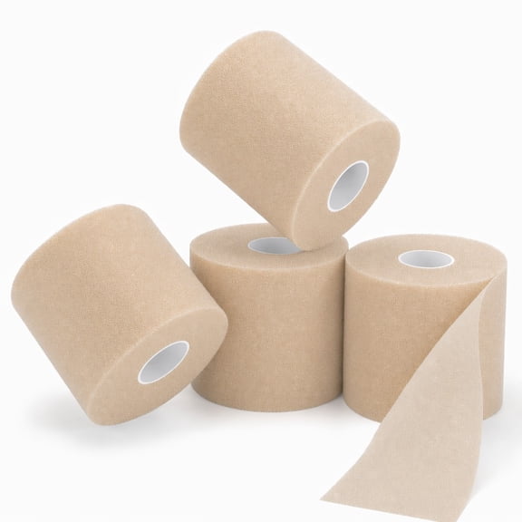 Stcellnmex 4 Pack Beige Foam Pre Wrap Athletic Tape 120 Yards Sports Underwrap Strip For Hair Ankle Wrist Support