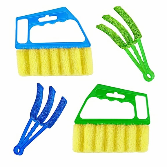 Stcellnmex 4 Pcs 7 Finger Venetian Blind Cleaner Brush Handheld Duster Tool for Window Shutter Air Conditioner Dust Cleaning(Green, Blue)