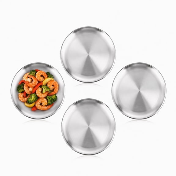 Stcellnmex 4 Pieces 8 Inch Stainless Steel Pizza Pans Round Bakeware Trays for Oven Kitchen Baking Silver