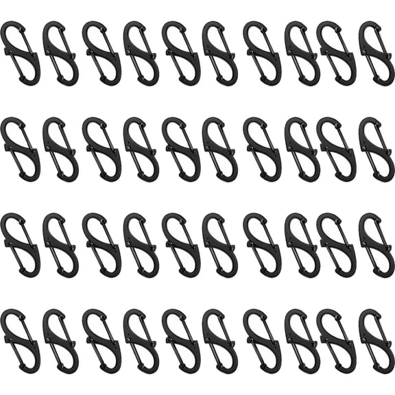 Stcellnmex 40 Pcs 1.6 Inch Black Mini Double Gate Carabiner Clips Snap Hooks for Outdoor Daily Use
