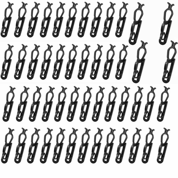 Stcellnmex 50 Pack Black Universal Plastic Christmas Light Clips Gutter Shingle Hooks For C7 C9 Outdoor Roof Fence Halloween Holiday String Lights