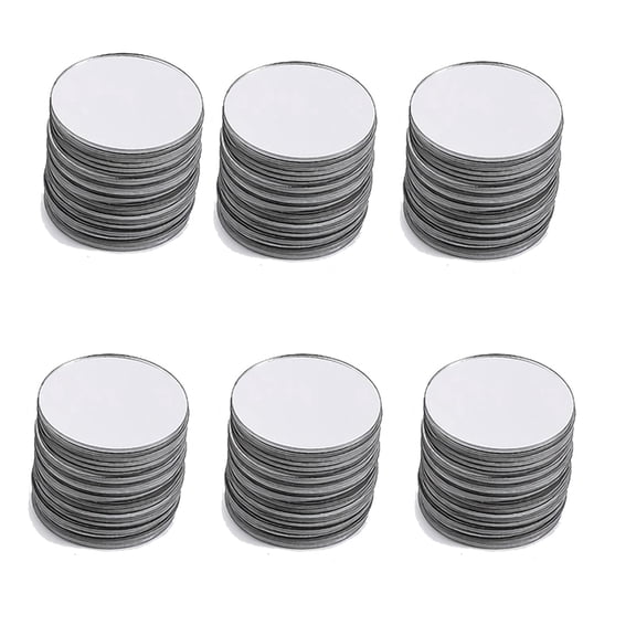 Stcellnmex 50 Pack Silver 1 Inch Mini Round Adhesive Mirror Tiles For Crafts DIY Projects