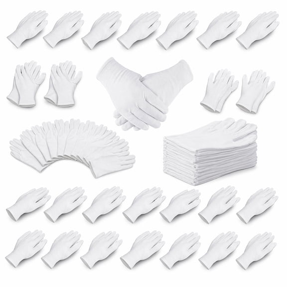 Stcellnmex 50 Pack White Stretchy Cotton Work Inspection Gloves For Men Women Coin Jewelry Dry Hand Handling