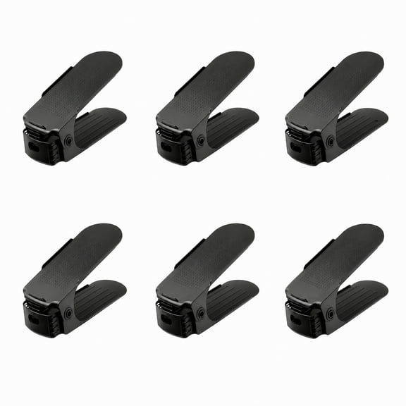 Stcellnmex 6 Pack Shoe Slots Organizer, Adjustable Double Deck Shoe Rack Holder, Black Shoe Stackers for Shoe Storage, Closet Organization Space Savers