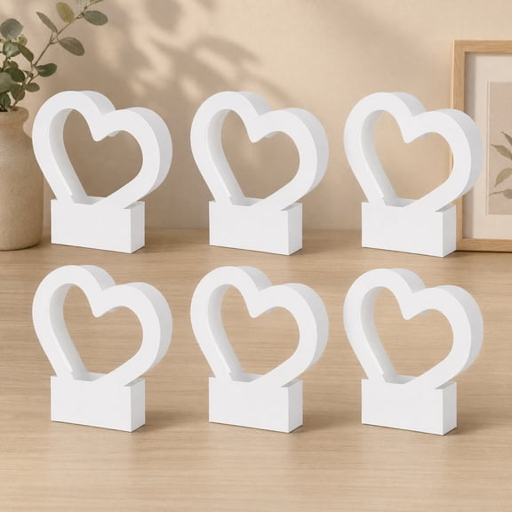 Stcellnmex 6 Pcs White Heart Shaped Flower Boxes with Handle, Empty Gift Bags for Bouquets Wedding Bridal Baby Shower Engagement Party Supply