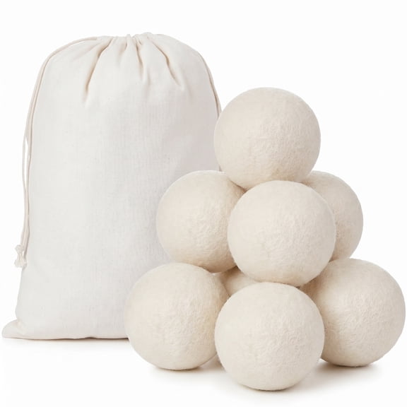 Stcellnmex 6 Pcs Wool Dryer Balls Set Reusable with Muslin Bags Fabric Softener Anti Static