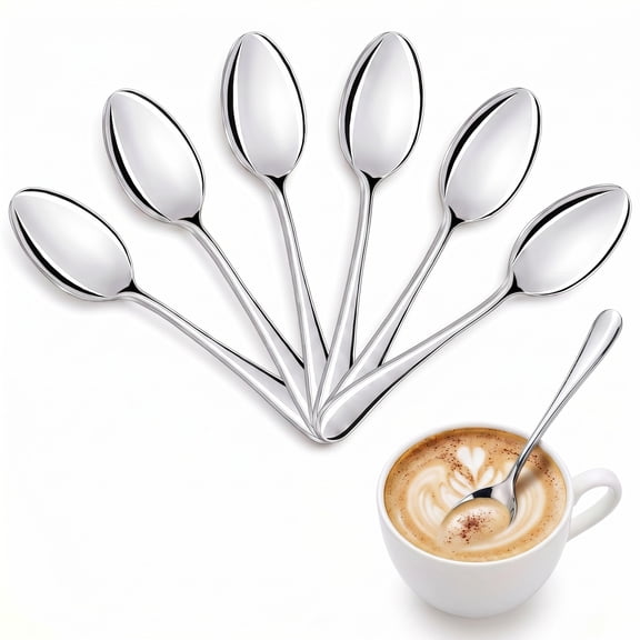 Stcellnmex 6 Pieces 5 Inch Stainless Steel Demitasse Espresso Spoons Silver Small Dessert Egg Ladle