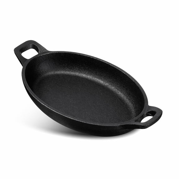 Stcellnmex 7.1x4.7 Inch Black Oval Mini Cast Iron Sizzling Skillet Casserole Dish For Stove Oven Grill Restaurant Picnic 1 Pack