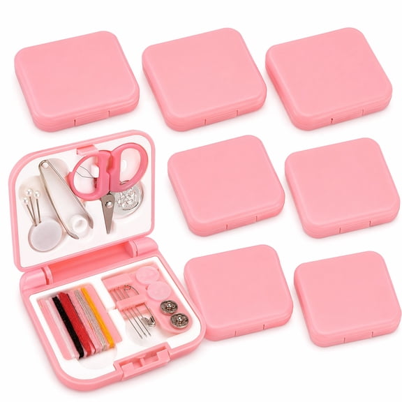 Stcellnmex 8 Pcs Mini Travel Sewing Kit Portable Emergency Repair Set With Thread Needles Scissors In Pink