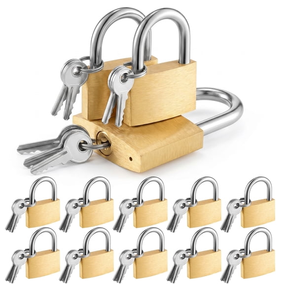 Stcellnmex 8 Pcs Solid Brass Padlocks, Keyed Alike Locks with Key, 0.98 Inch Wide Body Weatherproof Padlock, Hardened Steel Shackle Luggage Lock for Shed, Storage Unit, Gym, Fence, Suitcase