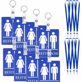 Stcellnmex 8 Set Bathroom Pass Hall Pass for Classroom with Keychain Holder Lanyard Blue