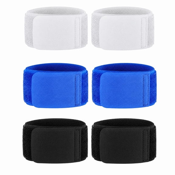 Stcellnmex Adjustable Lightweight Soccer Shin Guard Strap Shin Pad Holder Stays for Running Cycling Black White Blue 3 Pack