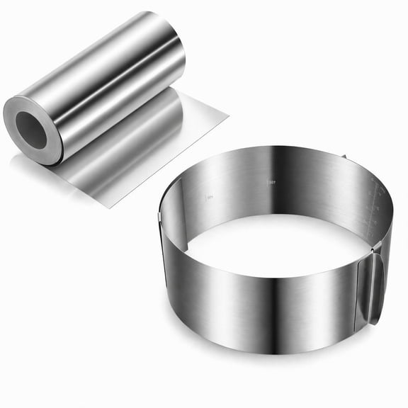 Stcellnmex Adjustable Stainless Steel Cake Ring Mold 6 12 Inch Mousse Baking Mould With 4 x 394 Inch Transparent Acetate Sheets For Cake Decorating