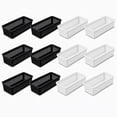 thumbnail image 1 of Stcellnmex Black and White 6 Pack Slim Plastic Storage Baskets, 10.25 x 3.25 x 2.5 Inch Narrow Stackable Drawer Organizer Trays for Desk, Cabinet, Garage, 1 of 6