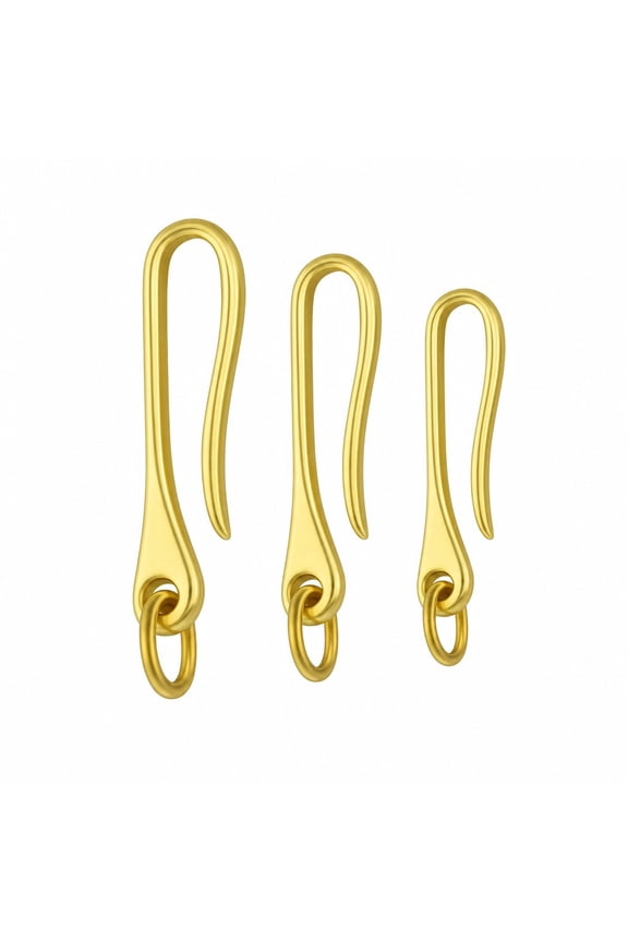Brass U Shape Hook Keychain Belt Clip Key Rings Gold Holder for Wallet Purse 3 Pcs