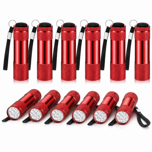 Stcellnmex Bright Aluminum Mini LED Handheld Flashlights With Lanyard For Emergency Camping Hiking Party Red 12 Pcs