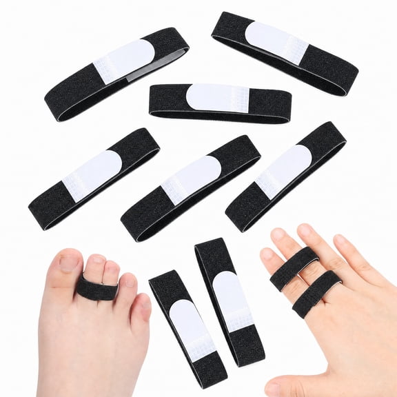 Stcellnmex Buddy Tape Finger Straps, No Slip Hook and Loop Padded Support Wrap, Washable Reusable Splints, Black, 10 Pack